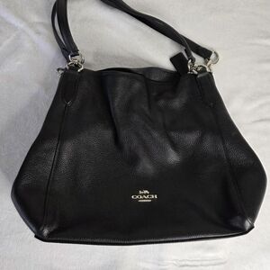 Coach Black Pebbled Leather Hobo Shoulder Bag with Silver Hardware
